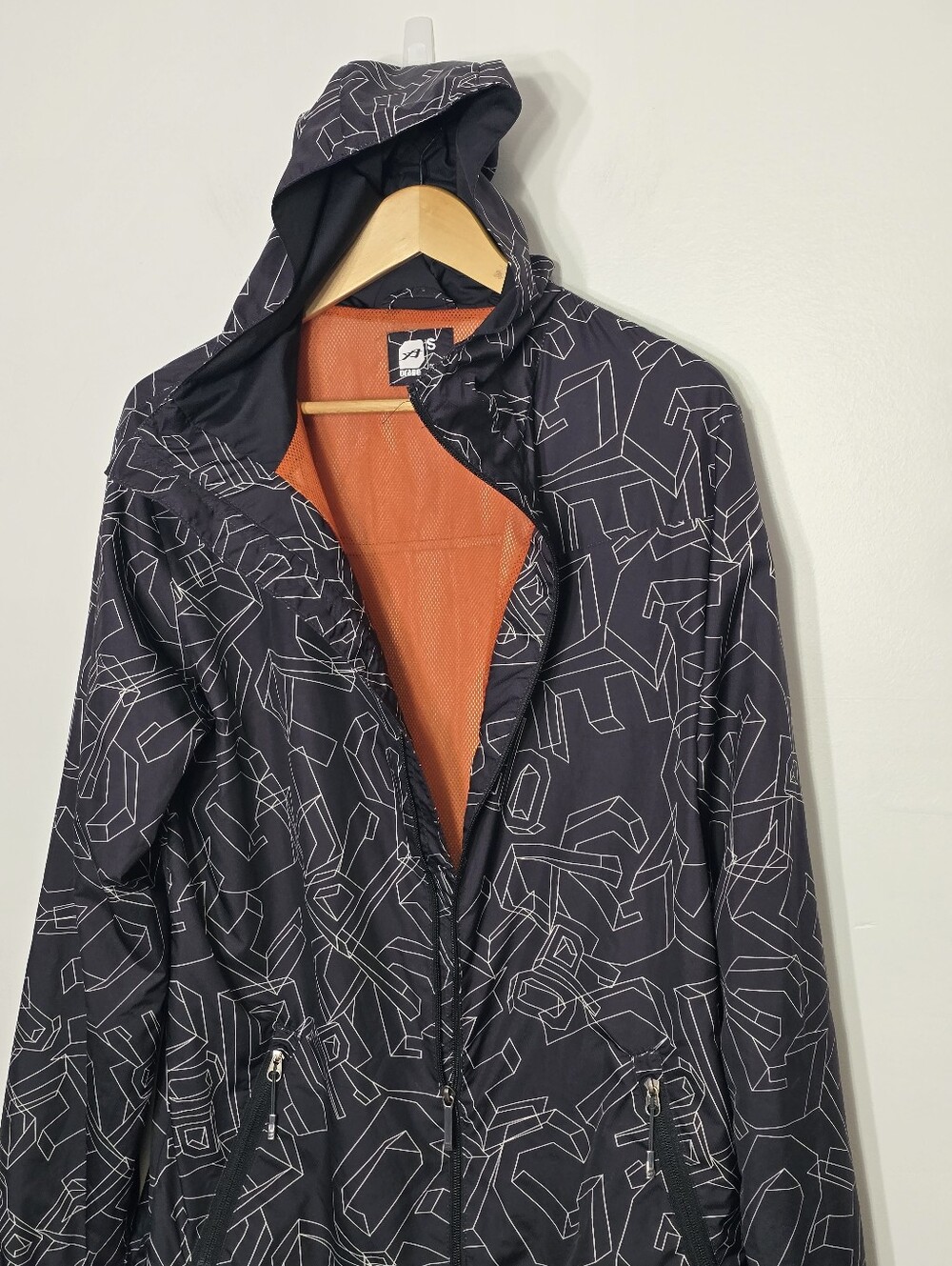 Orage Black White Windbreaker Lightweight Hooded Zip Pockets Jacket Size Small - Picture 8 of 13